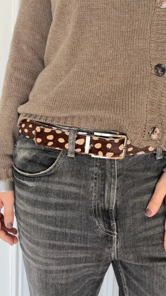 Cinturón Reversible Pelo Bambi & Gris