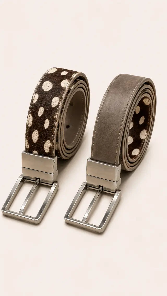 Cinturón Reversible Pelo Bambi & Gris