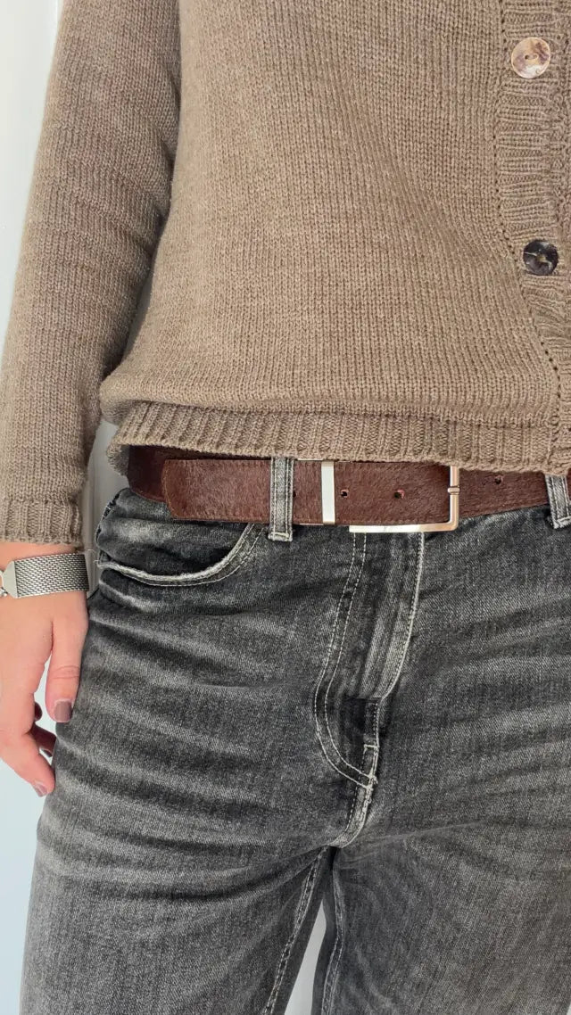 Cinturón Reversible Pelo Marrón & Gris