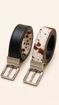 Cinturón Reversible Pelo Vaca & Negro