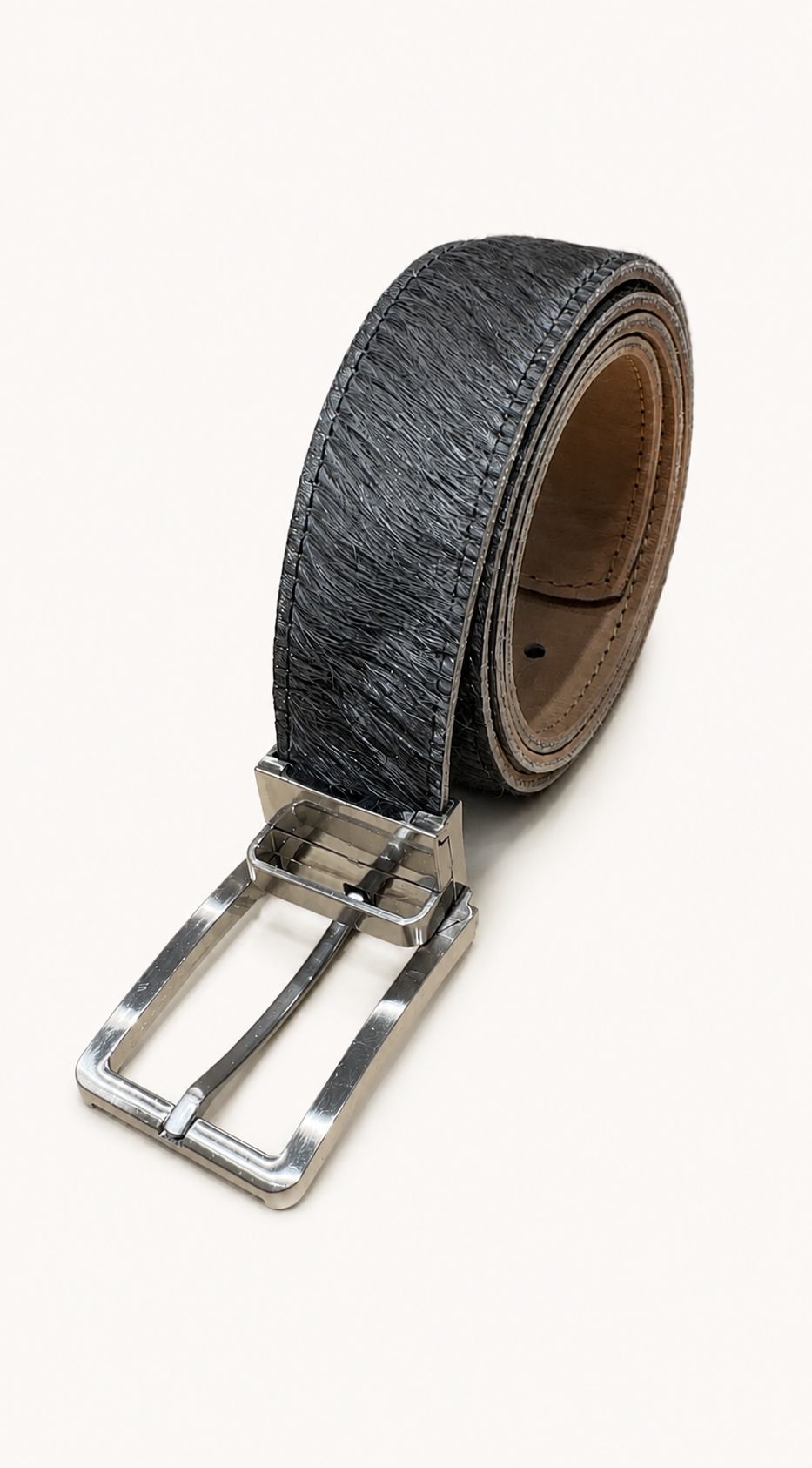 Cinturón Reversible Pelo Gris & Gris